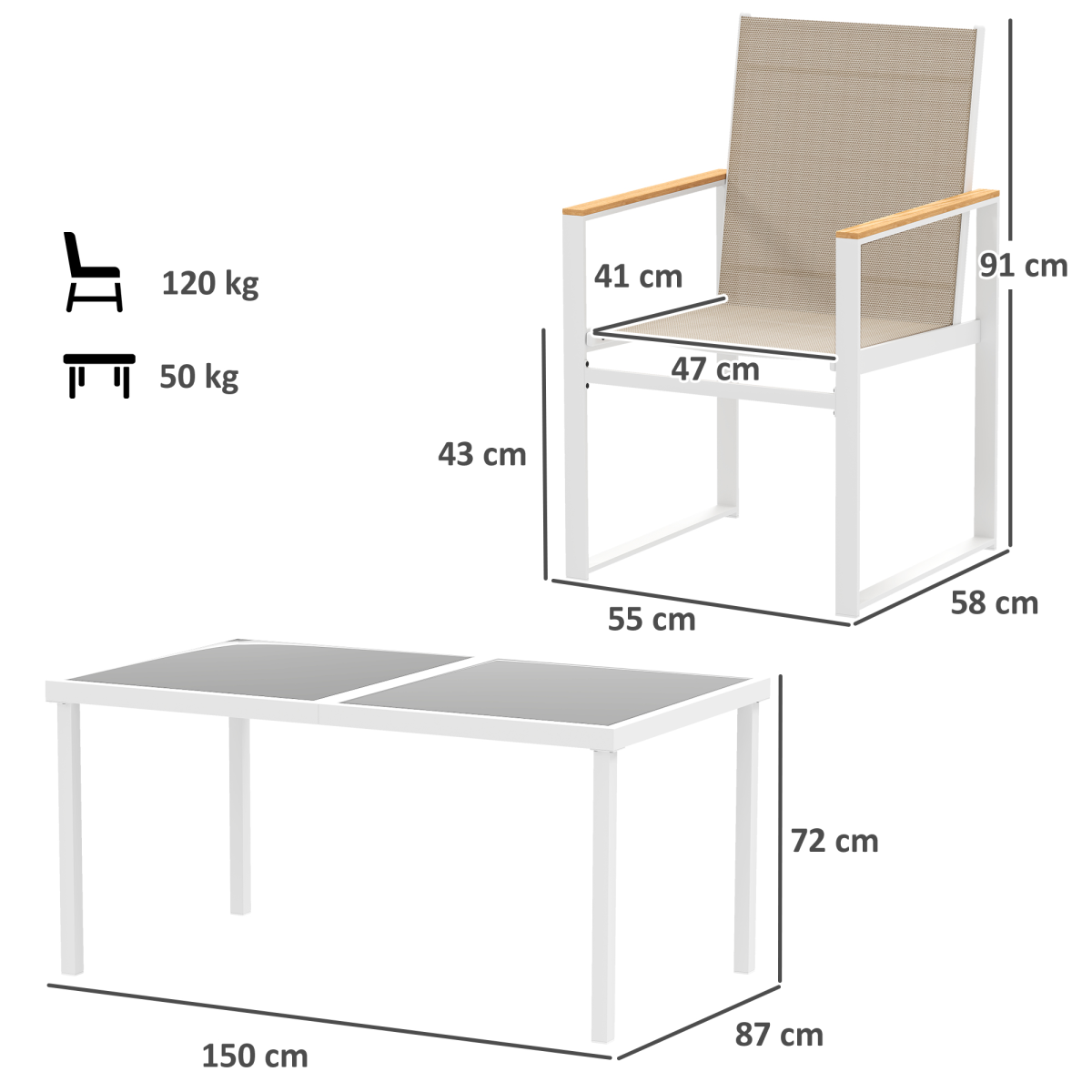 Outsunny 5-Piece Outdoor Dining Set with Tempered Glass Table & Chairs – Garden Patio Furniture