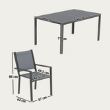 Outsunny 7 Piece Garden Dining Set with 150cm Table and 6 Stackable Chairs – Outdoor Balcony Furniture, Grey