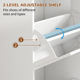 HOMCOM Slim Shoe Cabinet with 3 Flip Drawers, Holds 15 Pairs – Space-Saving Hallway Storage, White
