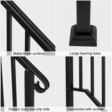 Artisasset Matte Black Outdoor Iron Handrail for 1 Step – Galvanised Iron Garden Step Rail with Install Kit