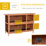 Pawhut Two-Tier Rabbit Hutch with Removable Trays and Divider – Outdoor Guinea Pig Cage, Orange