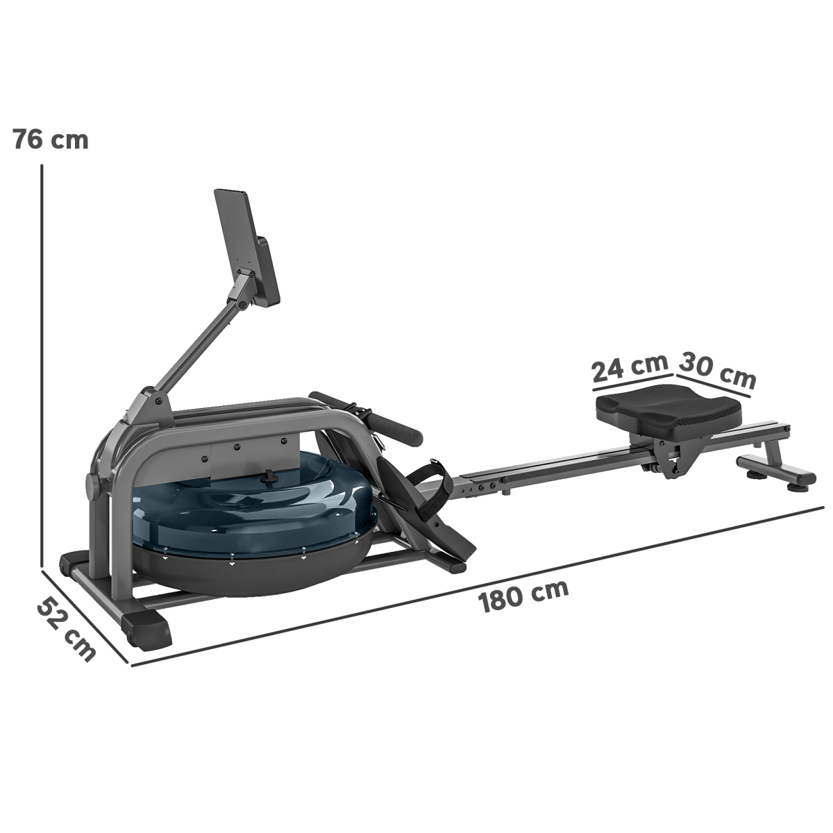 SPORTNOW Water Rowing Machine with 6 Adjustable Water Levels, LCD Monitor & Vertical Storage – Home Rower, Black
