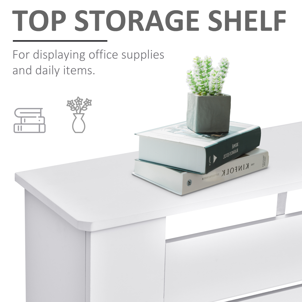 HOMCOM White Slatted MDF Radiator Cover with Top Shelf – 152cm Modern Heater Cabinet