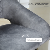 HOMCOM Set of 2 Velvet-Touch Counter Height Bar Stools with Backrest & Footrest – Kitchen Seating, Grey