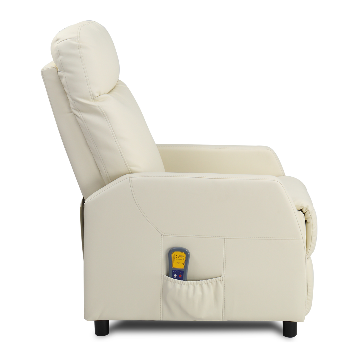 Electric Massage Recliner Chair with 6-Point Vibration & Heat – Home Lounge TV Chair, Cream PU Leather