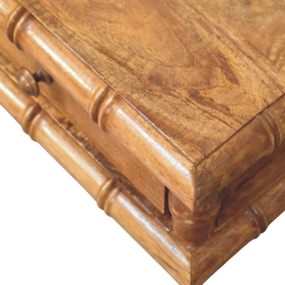 Artisan Furniture Solid Wood Bamboo Wall-Mounted Console, 2 Drawers – Amber Oak Floating Hallway Table, Brown