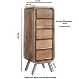 Aspen 5 Drawer Tall Chest – Solid Hardwood & Reclaimed Metal, Fully Assembled