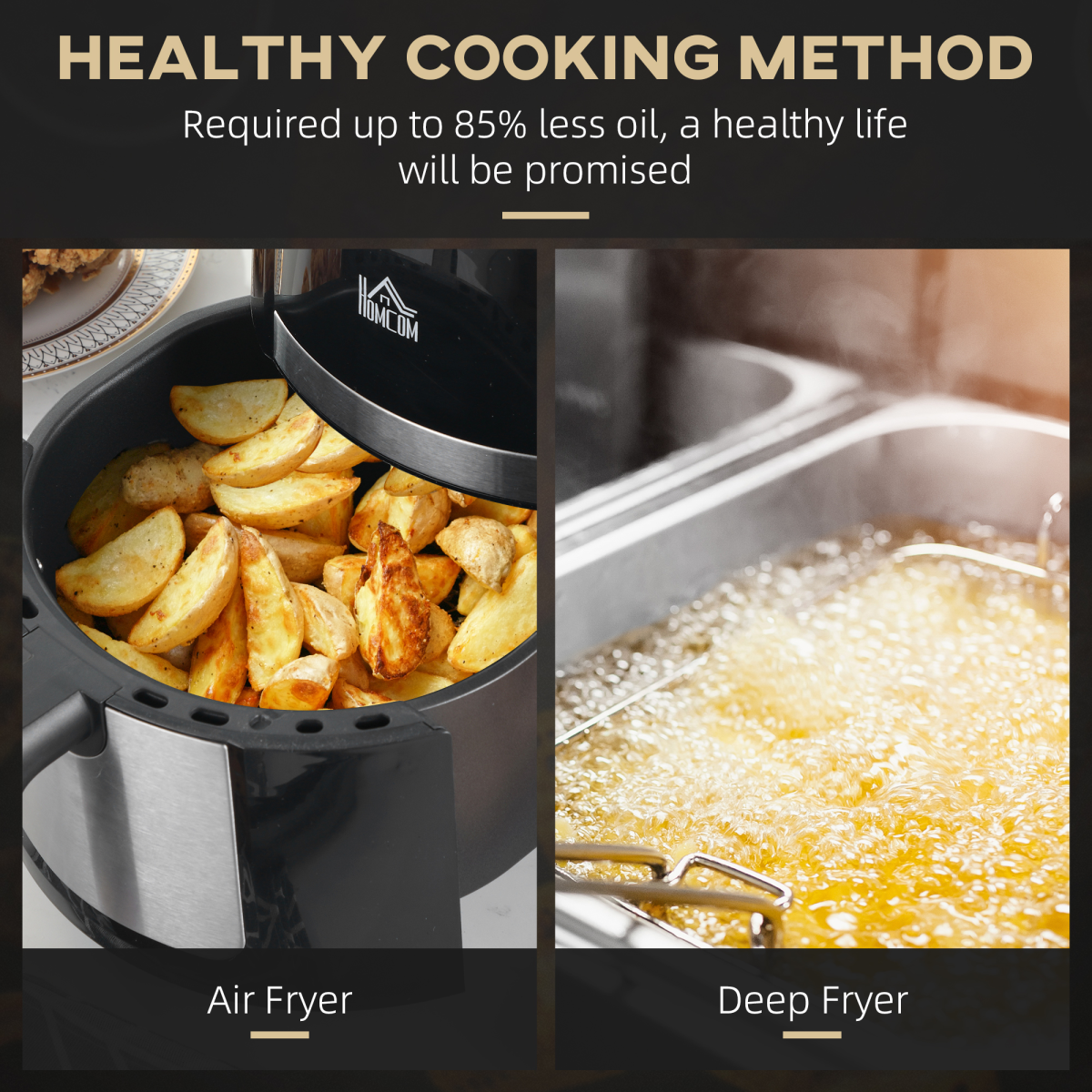 HOMCOM 1300W 4L Air Fryer with 12 Presets, Timer & Non-Stick Basket – Rapid Air Circulation Cooker