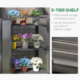 Outsunny Wooden Cold Frame Greenhouse with 3 Slatted Shelves & Double Doors – Grow House, Grey