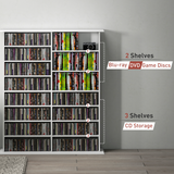 CD & DVD Storage Unit with 16 Compartments & Adjustable Shelves – Slim Media Shelf for 720 CDs, White