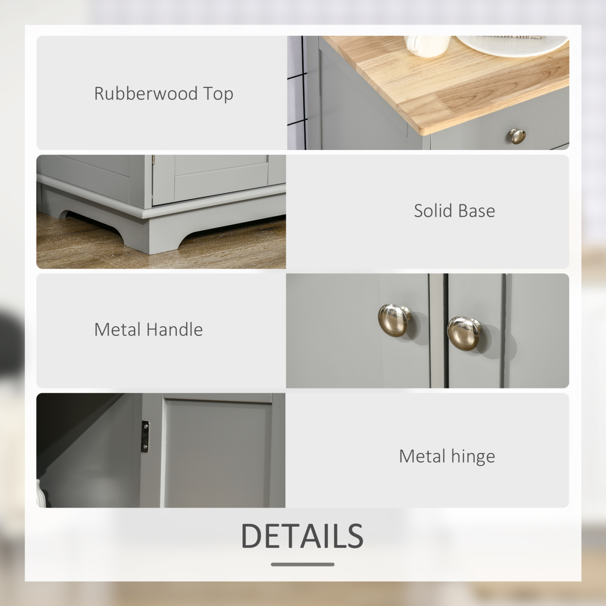 Kitchen Storage Cabinet with 3 Drawers & Adjustable Shelves – Flat Worktop Kitchen Furniture