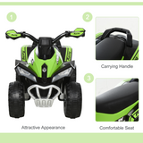 HOMCOM 4-Wheel Toddler Ride-On Quad Car with Music & Lights – No-Pedal Foot-to-Floor Walking Car
