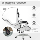 Vinsetto Reclining Racing Gaming Chair with Retractable Footrest & Faux Leather – Home Office, Black