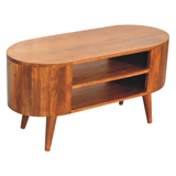 Artisan Furniture Solid Wood Cortez Chestnut Media Unit, 2 Open Shelves – Minimalist Living Room TV Stand