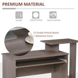 HOMCOM Computer Desk with Sliding Keyboard Tray, Storage Drawer & Shelf – Compact Home Office Desk, Grey