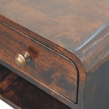 Artisan Furniture Mini Curved Wall Mounted Bedside Table, 1 Drawer – Solid Mango Wood, Dark Brown