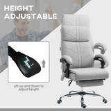 Vinsetto Heated Massage Office Chair with 4-Point Vibration, Footrest & Remote – Light Grey PU Leather
