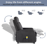 Electric Massage Recliner Chair with 6-Point Vibration & Heat – Home Lounge TV Chair, Black Fabric