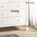 HOMCOM Modern 5-Drawer Chest with Metal Knob Handles – Bedroom Storage Cabinet, 2 Small and 3 Large Drawers, White