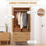 HOMCOM Modern 2 Door Wardrobe with 2 Drawers & Hanging Rail – Bedroom Clothes Storage