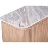 Ashford Natural Marble & Wood Large TV Cabinet, 170cm – Media Storage Unit with Spacious Top