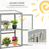 Outsunny Wooden Cold Frame Greenhouse with Polycarbonate Panels, Double Doors and Adjustable Shelf, Grey