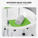 HOMCOM Adjustable Shower Stool with Back and Anti-Slip Feet – Aluminium Bath Seat for Elderly and Disabled
