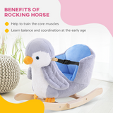 HOMCOM Baby Rocking Penguin with Plush Seat & 32-Song Musical Button – Wooden Ride-On Toy for 18 Months+