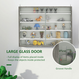 HOMCOM 5-Tier Wall Display Cabinet with Glass Doors & Adjustable Shelves – Space-Saving Wall Storage, Grey