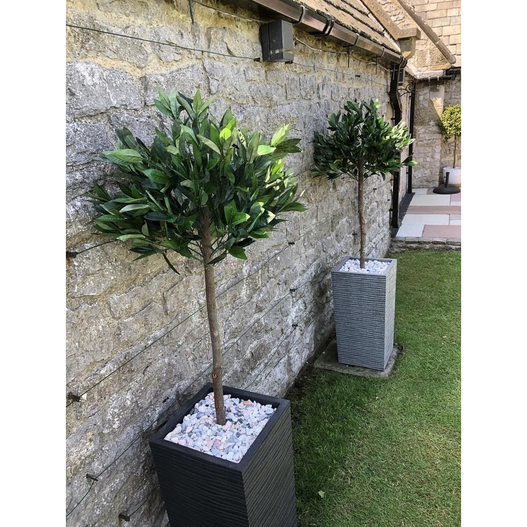 Artificial Topiary Bay Laurel Ball Tree with Plain Natural Trunk, 120cm (4ft) – Potted Entrance Plant