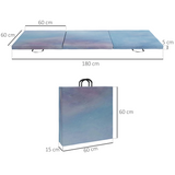 HOMCOM 6ft Foldable Gymnastics Mat, Tri-Fold 5cm Thick Crash Mat for Yoga and Pilates – Sky Blue