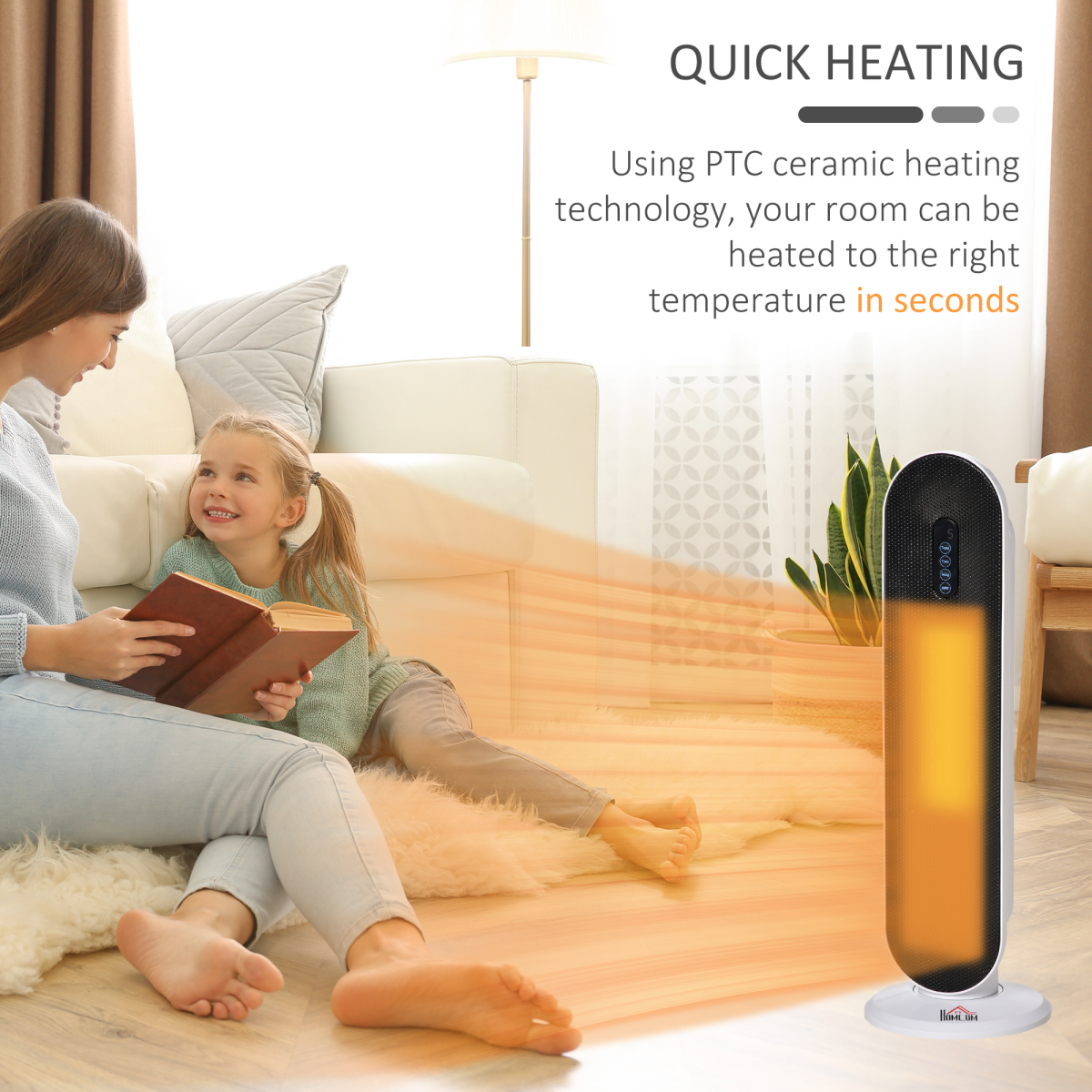 HOMCOM Ceramic Space Heater with Oscillation, Remote & Overheat Protection – 1200/2000W, Timer, Thermostat