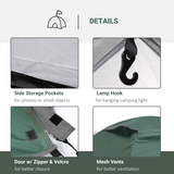 Outsunny 2–3 Person Compact Camping Tent with Vestibule & Mesh Vents – Double Layer Hiking Tent, Green
