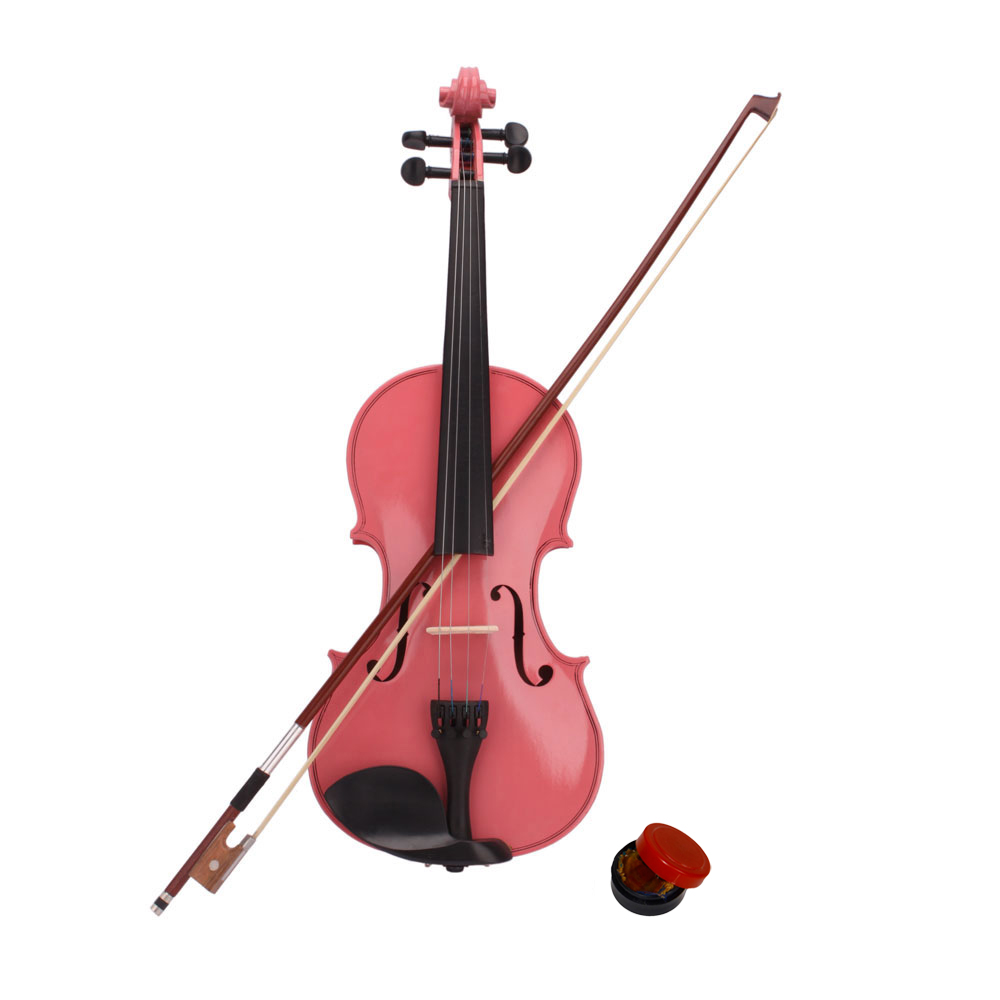 New 1/8 Acoustic Violin Set with Case, Bow & Rosin – Beginner Violin for Kids Aged 4-5, Pink