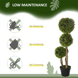 Artificial Three-Ball Boxwood Topiary Tree in Pot – Indoor & Outdoor Faux Plant Decor, Dark Green