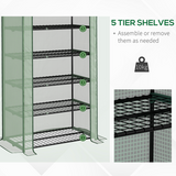 Outsunny 5-Tier Widened Mini Greenhouse with Roll-Up Zipped Door & UV-Resistant Cover – 90 x 49 x 193cm, Green