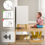 High Gloss White Sideboard Cabinet with Gold Hairpin Legs, Soft-Close Hinges & Adjustable Shelf