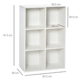 Six-Cube Bookcase Storage Cabinet with Anti-Tip Straps, 50kg Capacity – Open Display Shelving Unit, White