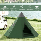 6-Person Tipi Camping Tent with Mesh Windows, Zipped Door & Carry Bag – Large Family Teepee Tent, Green & Black
