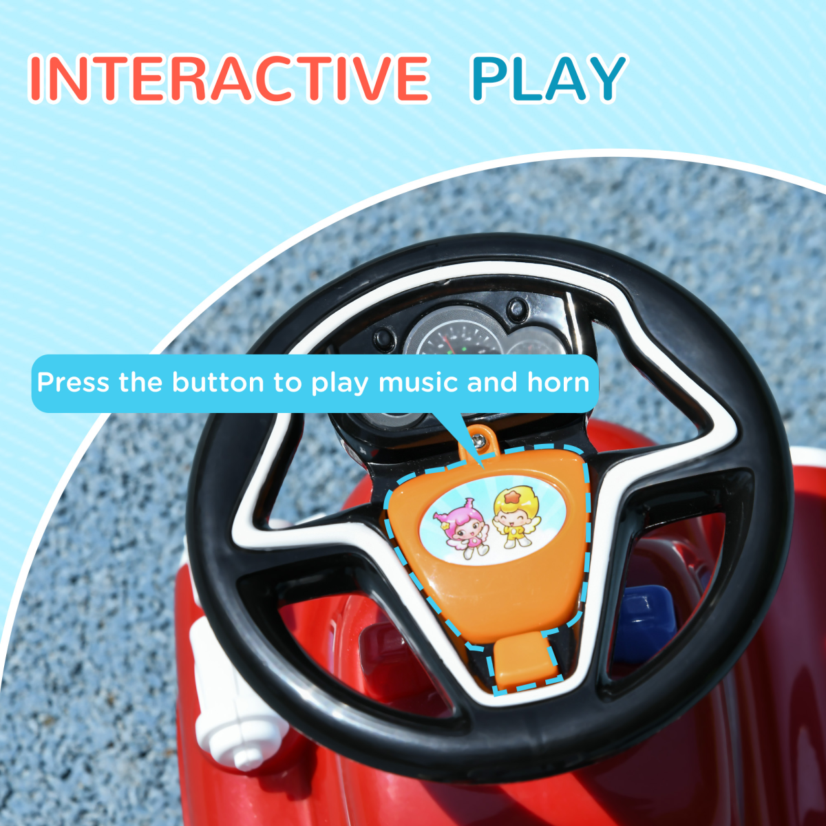 AIYAPLAY Kids Fire Truck Ride-On Car with Lights, Music & Storage – Foot to Floor, 18-36 Months, Red
