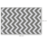 Outsunny Outdoor Rug, 1.2 x 1.8m Patio Floor Mat, Grey & White