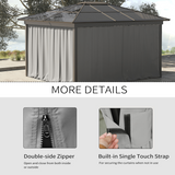 Outsunny 3 x 3m Gazebo Replacement Sidewall Set with Hooks & C-Rings – 4 Panels, Light Grey