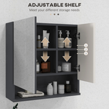 kleankin Wall Mounted Bathroom Storage Cupboard with Mirror and Shelf, Light Grey