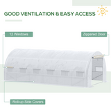 Outsunny 6 x 3 x 2m Walk-In Polytunnel Greenhouse with Galvanised Steel Frame and Roll-Up Windows