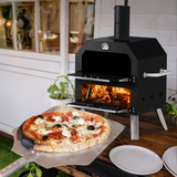 Wood Fired Outdoor Pizza Oven with 2 Layers, Pizza Stone & Cooking Rack – Portable BBQ Camping Oven