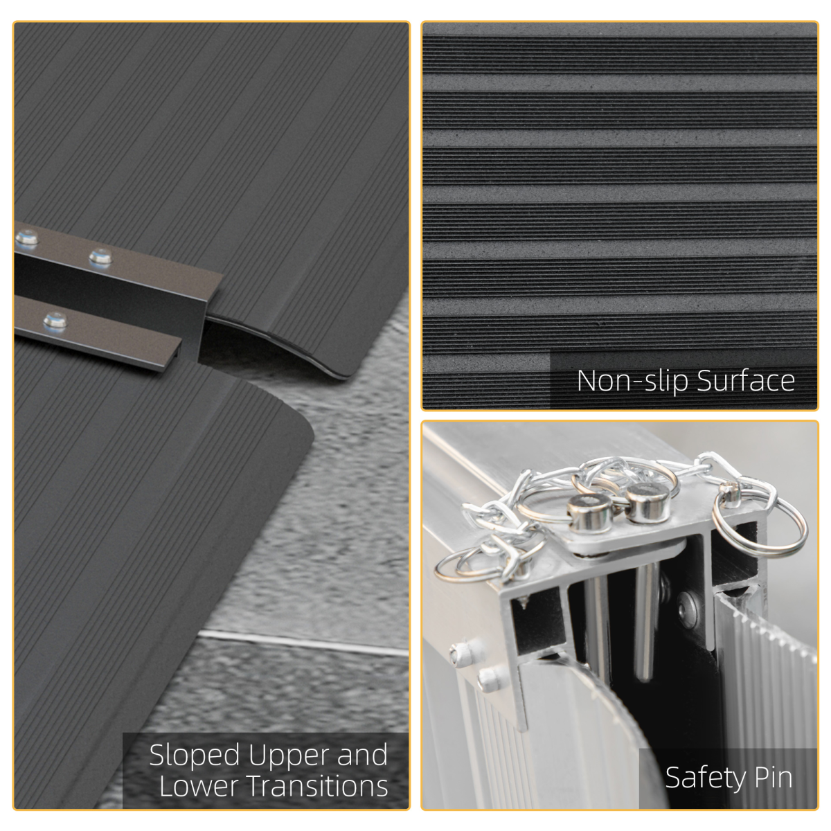 HOMCOM Folding Aluminium Wheelchair Ramp 152 x 73cm with Anti-Slip Surface – 272kg Capacity Mobility Ramp