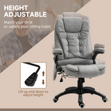 Executive Reclining Office Chair with Heated Massage & Headrest – Swivel Home Office Chair, Grey