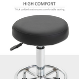 Outsunny Adjustable Salon Stool with PU Leather Seat and Footrest – Backless Saddle Stool on 5 Castors