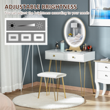 HOMCOM Dressing Table Set with LED Mirror, Stool & 2 Drawers – Bedroom Makeup Vanity