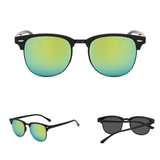 Men's Half Frame Polarised Sunglasses, Black Horn Rimmed, UV400 – Driving and Fishing